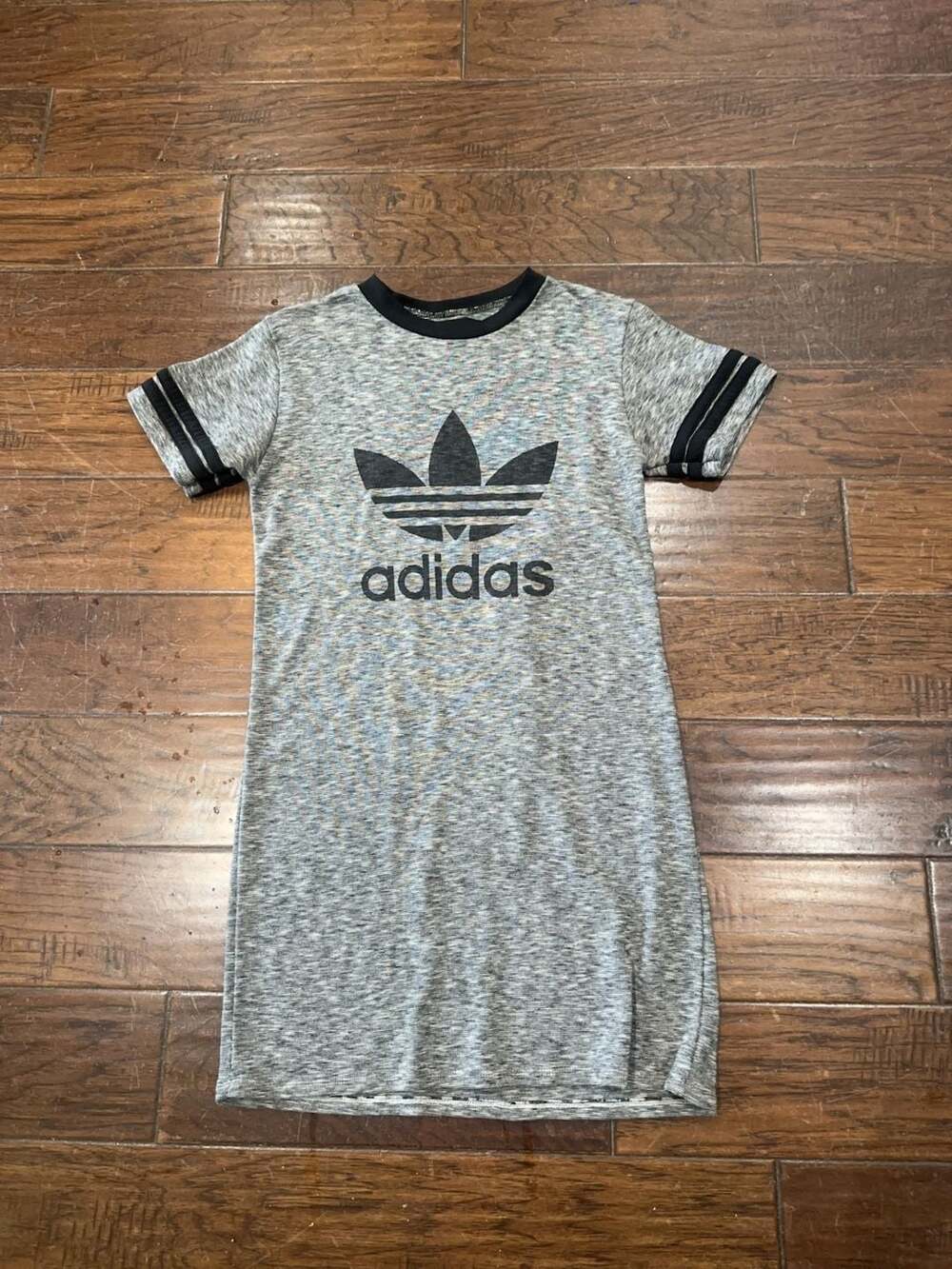 Adidas Originals Trefoil Logo T-Shirt Dress Gray Heather Black Size S